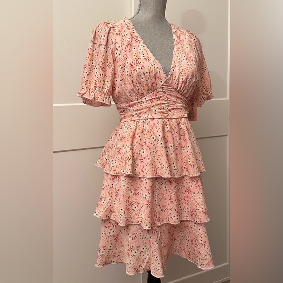 Floral Pink Ruffle Dress - Picture 1 of 5